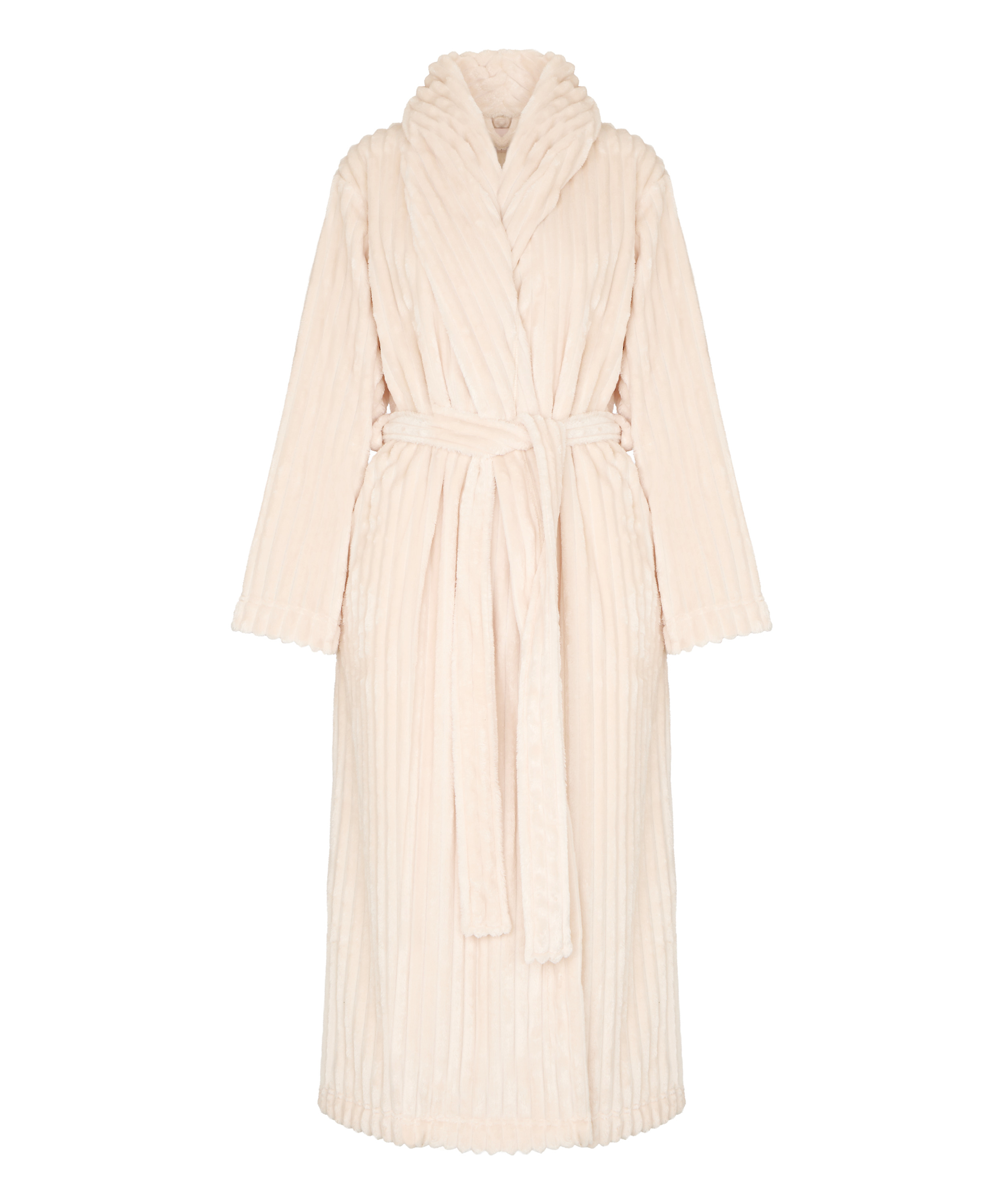Bathrobe Jacqueared Fleece, White, main
