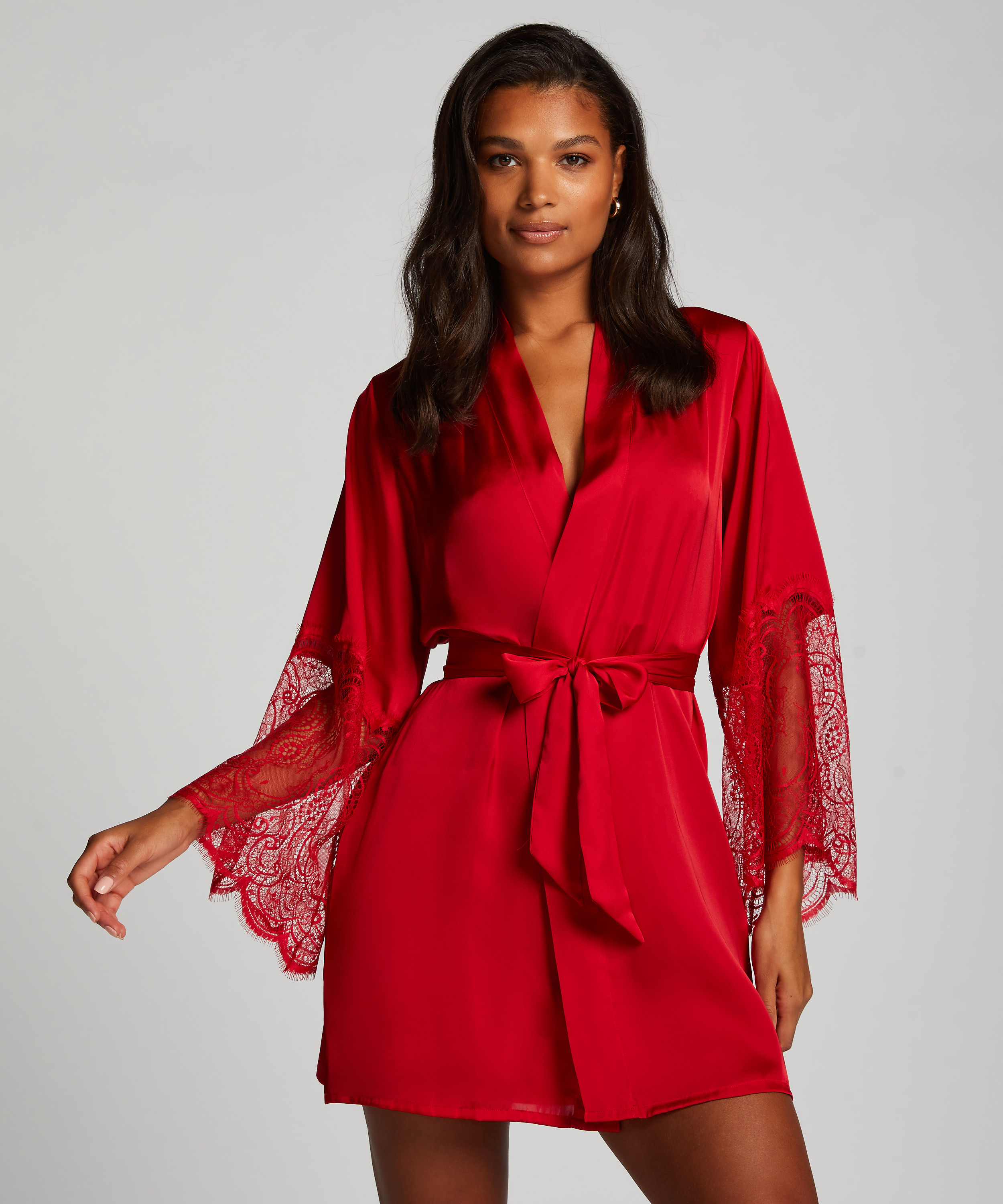 Satin Kimono, Red, main