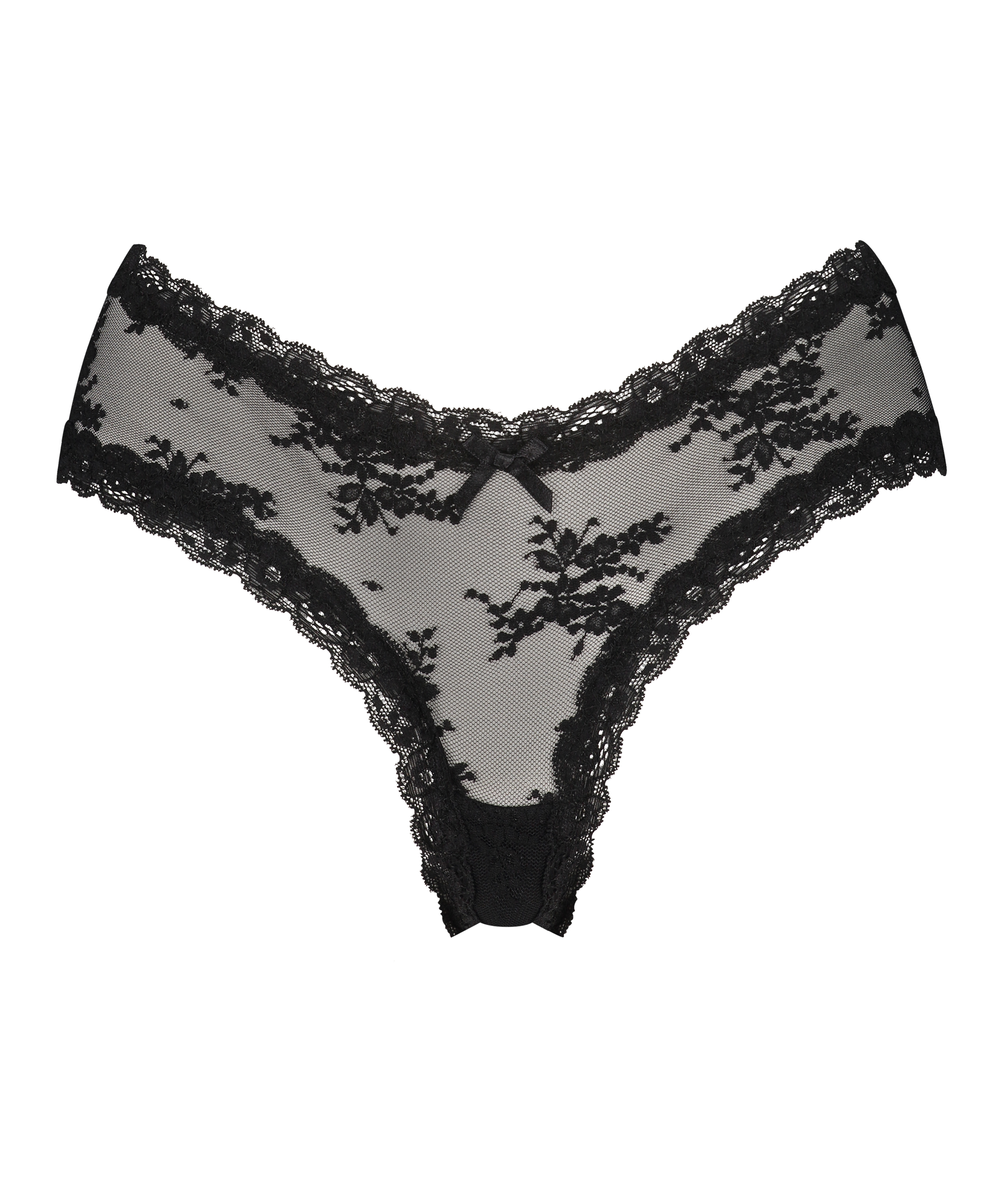 V-shaped Brazilian knickers mesh, Black, main