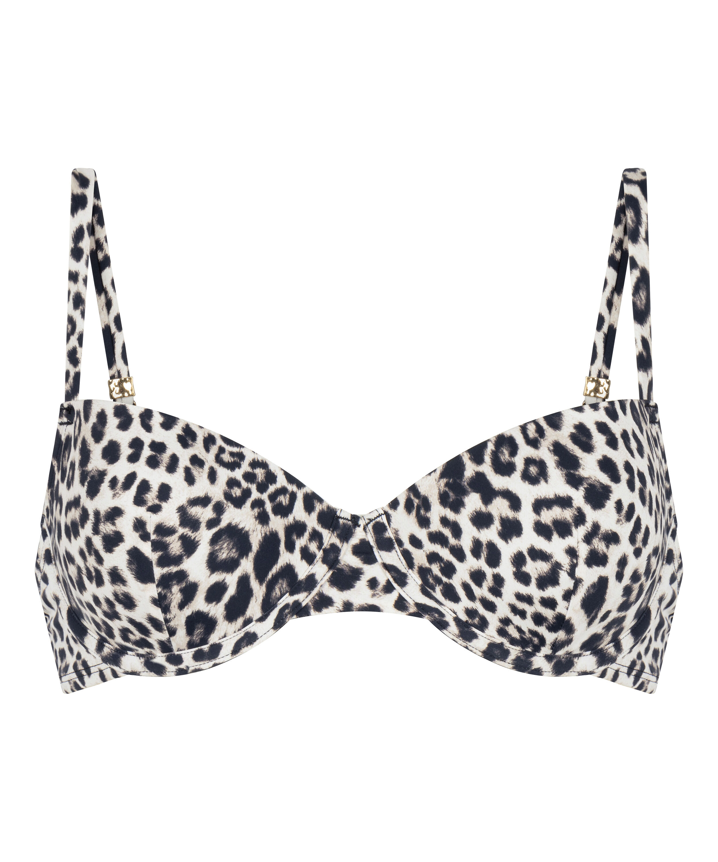 Padded Underwired Bikini Top Leopard, Black