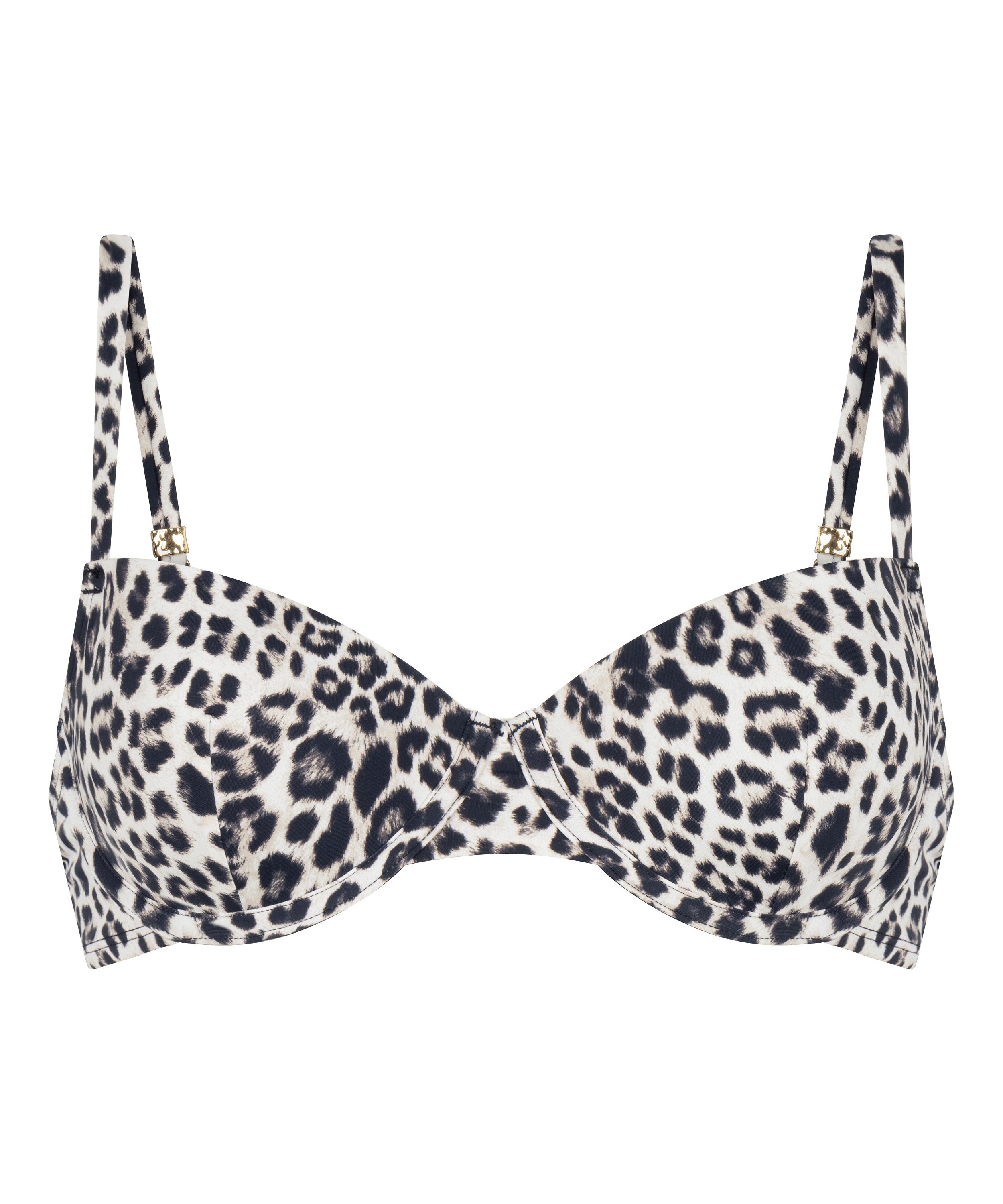 Padded Underwired Bikini Top Leopard, Black, main