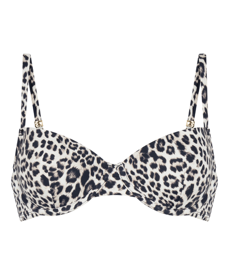 Padded Underwired Bikini Top Leopard, Black