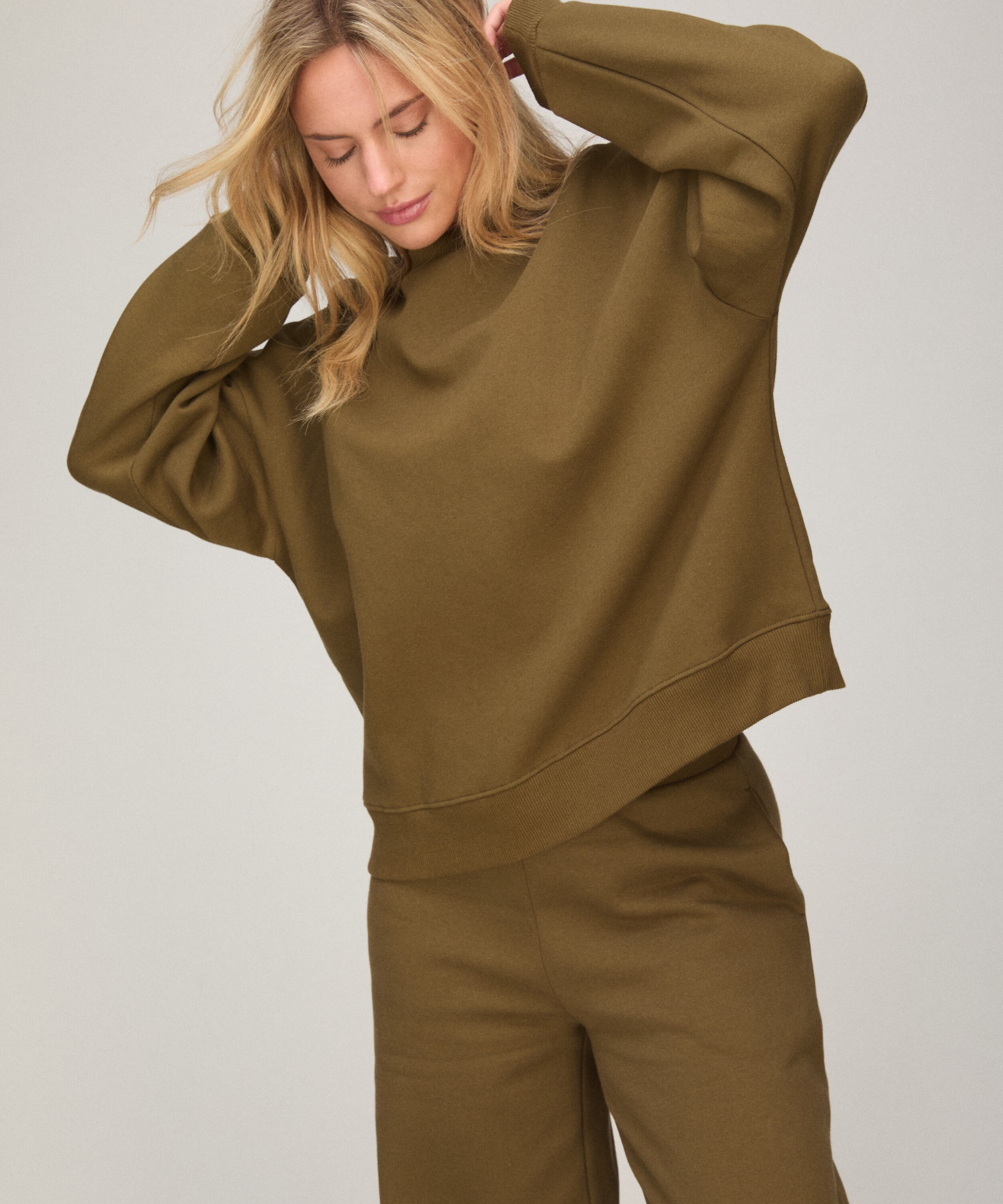 Top crew brushed sweat, Green