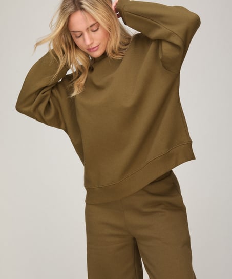 Top crew brushed sweat, Green
