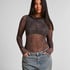 Tara Leopard Long Sleeved Body, Black