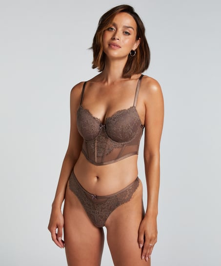 Arabella Padded Underwired Longline Bra, Brown