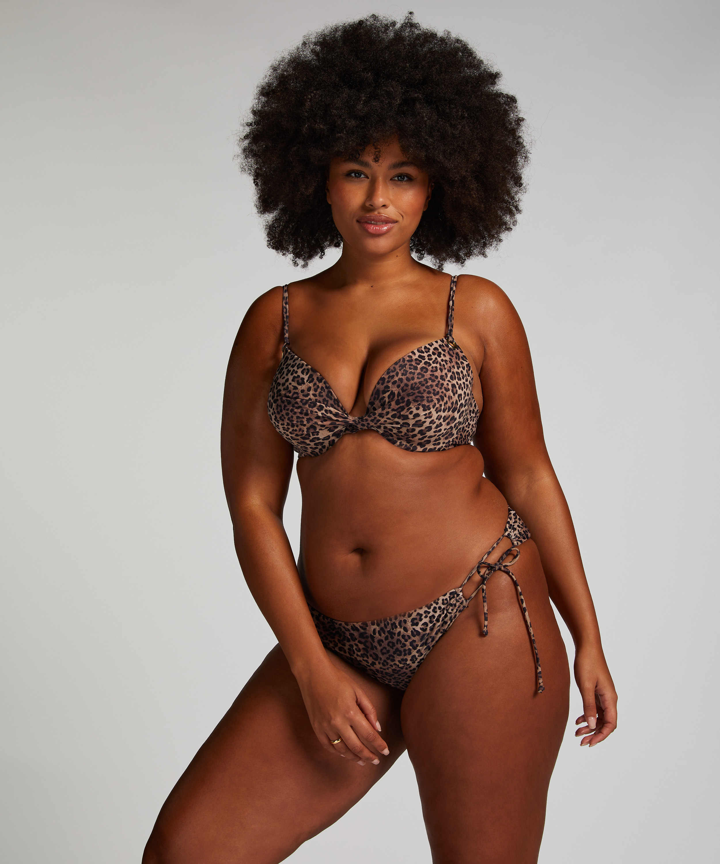 Cannes Push-Up Bikini Top, Brown, main