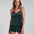 Velours Lace Cami Top, Green