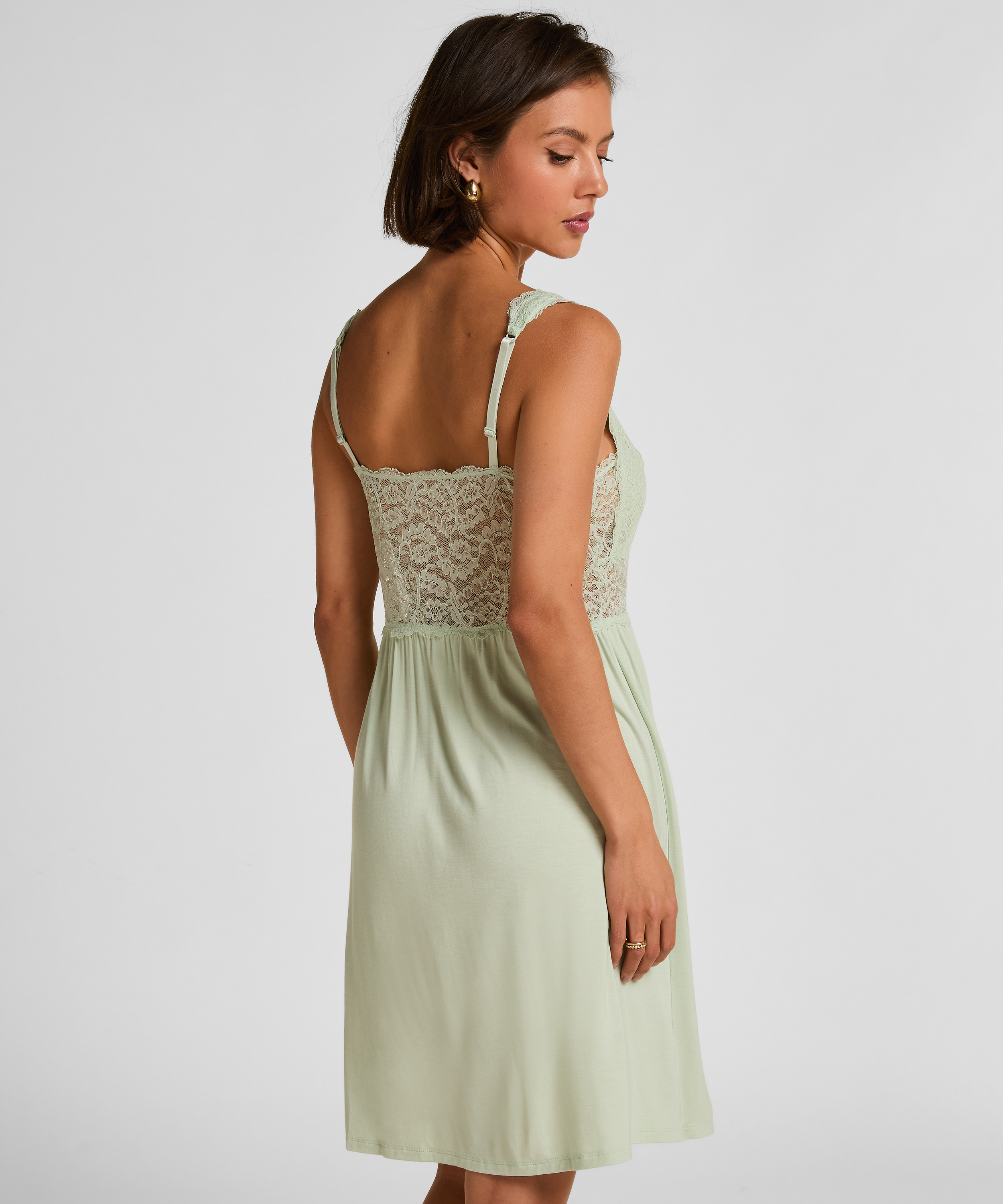 Nora Lace Slip Dress, Green, main