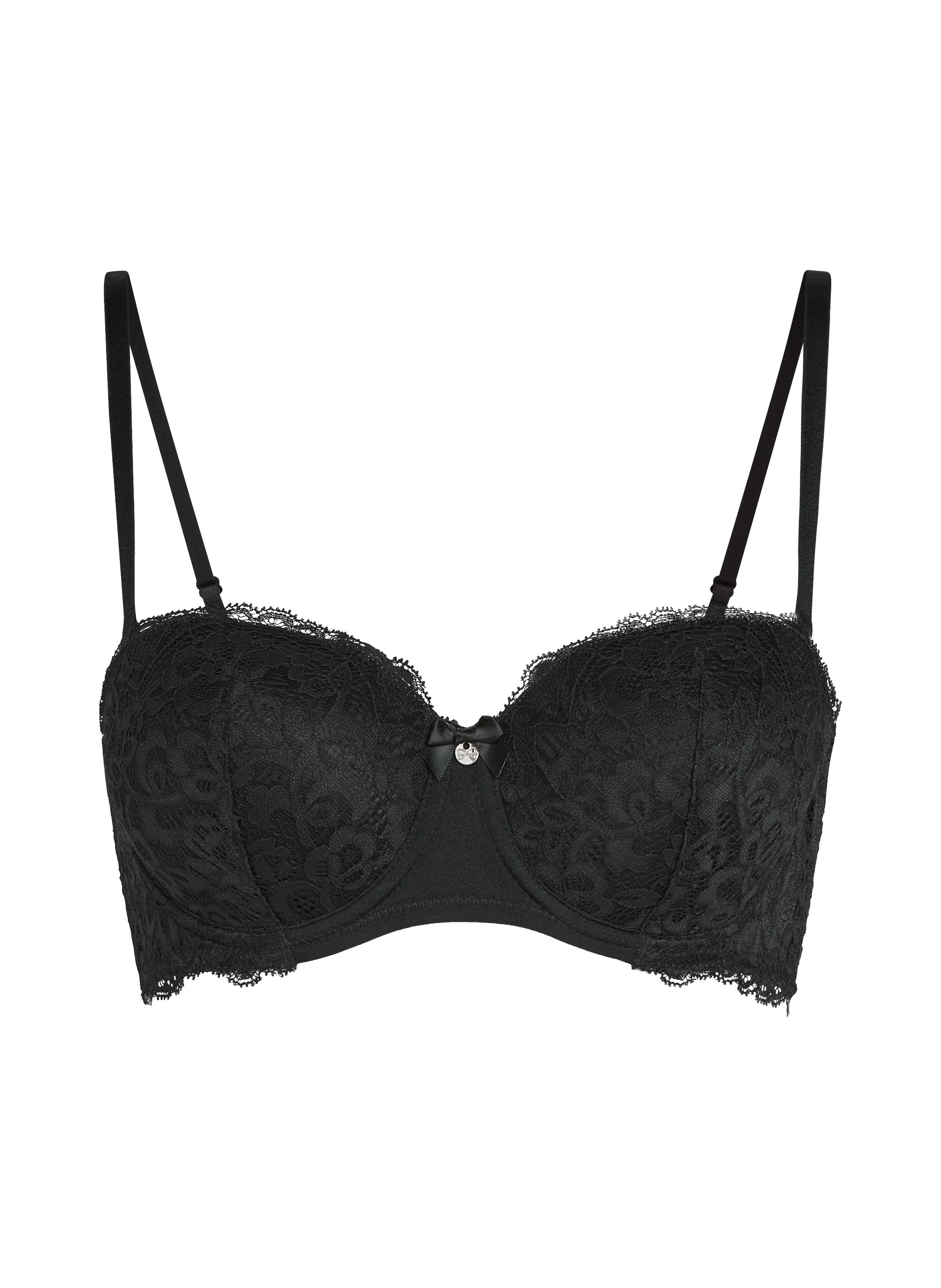 Marine Padded Underwired Strapless Bra, Black, main