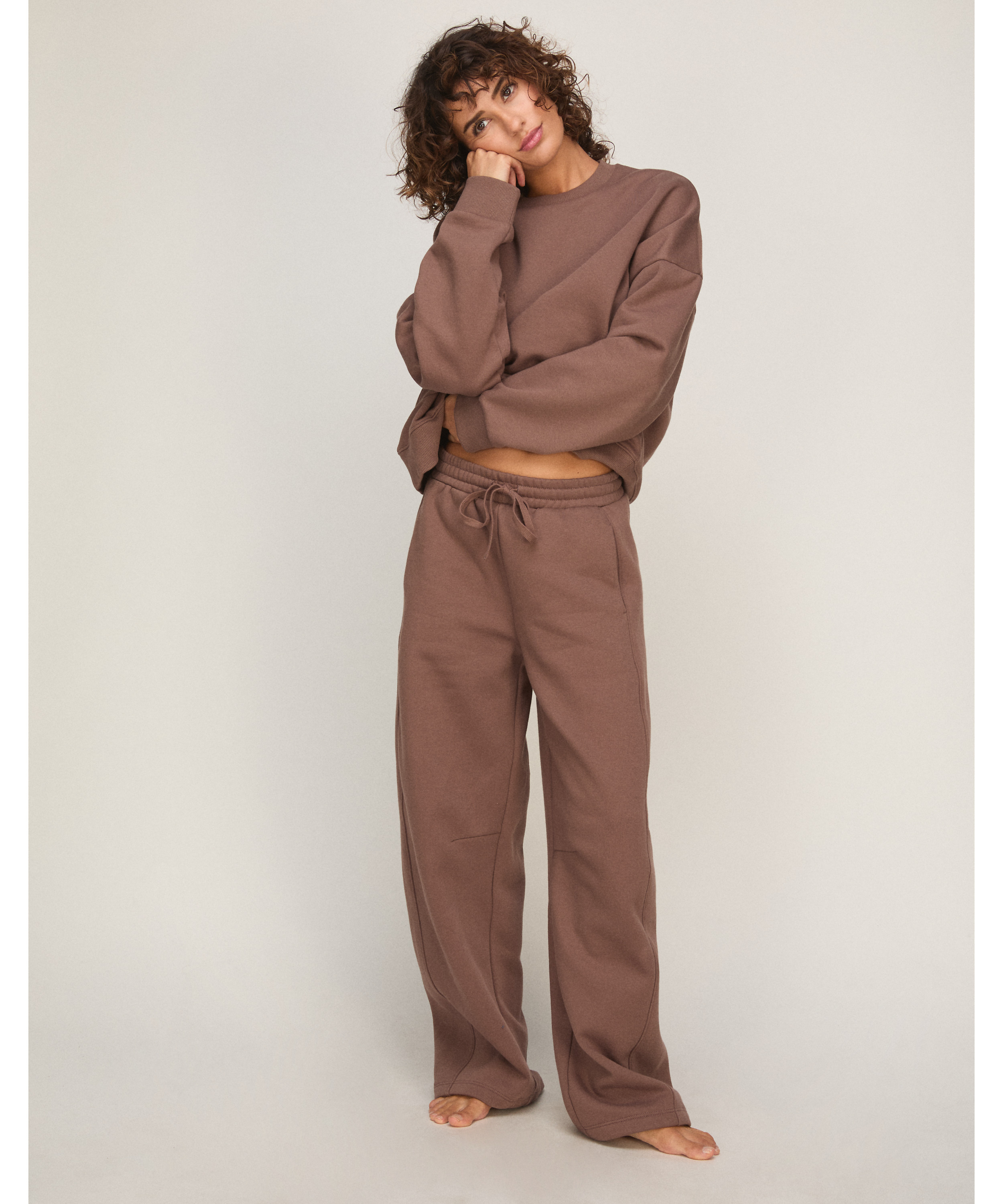 Top Crew Brushed Sweat, Brown, main