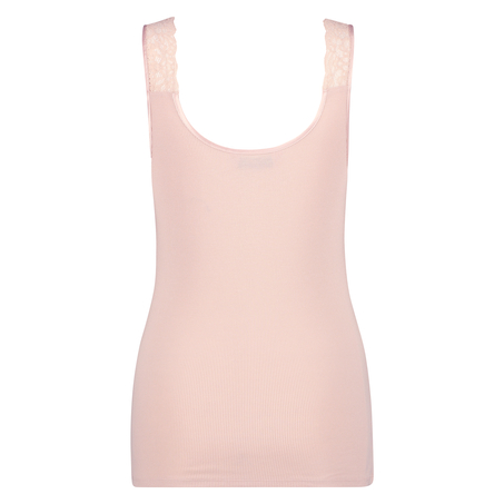 Ribbed Lace Singlet, Pink
