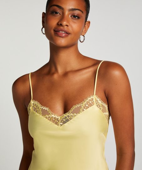 Satin Lace cami top, Yellow