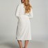 Long Fleece Ribbed Bathrobe, White