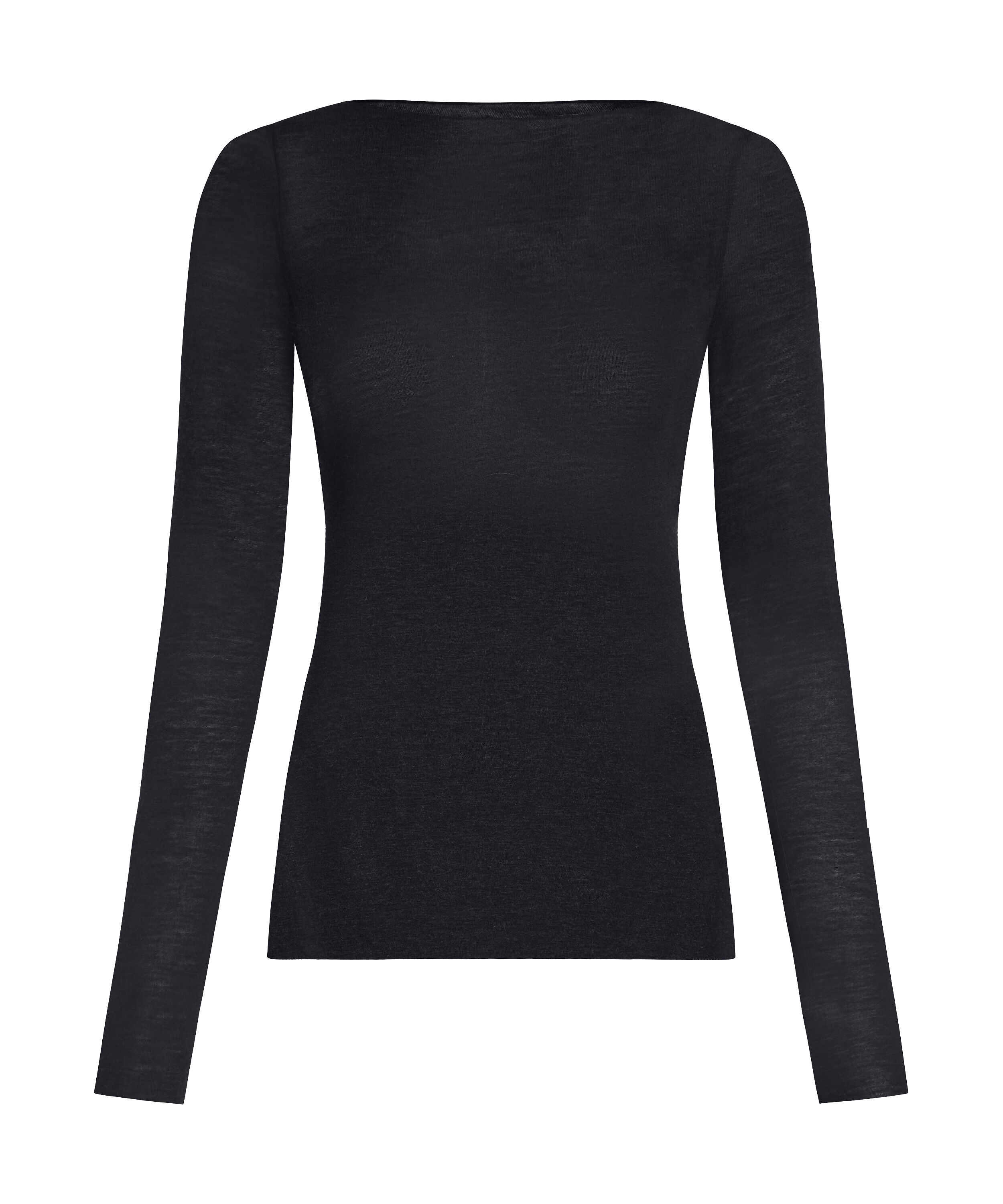 super soft Boatneck Shirt with Cashmere, Black