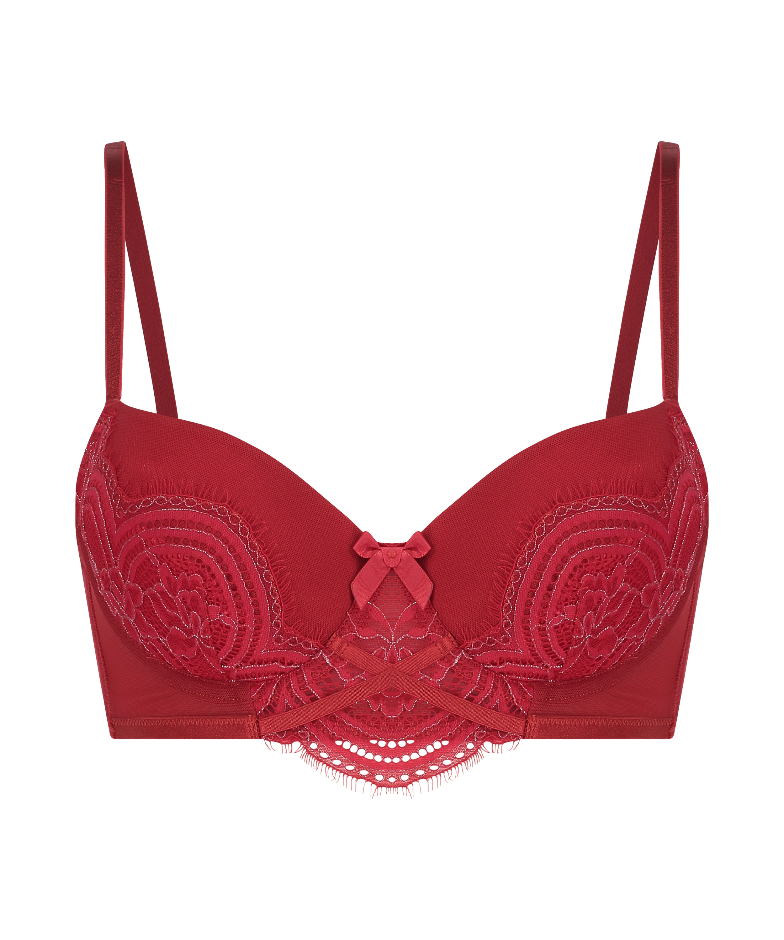 Harriet Padded Longline Underwired Bra, Red, main