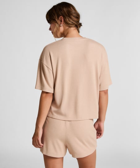 Brushed Jersey Pyjama Top, Beige