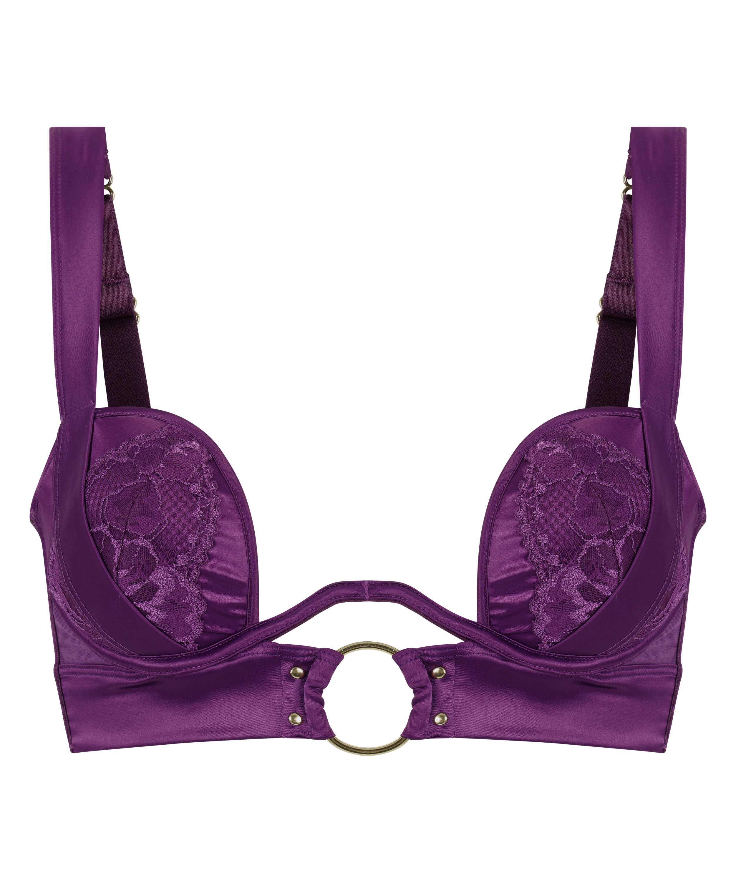 Elsa Padded Underwired Longline Bra, Purple, main