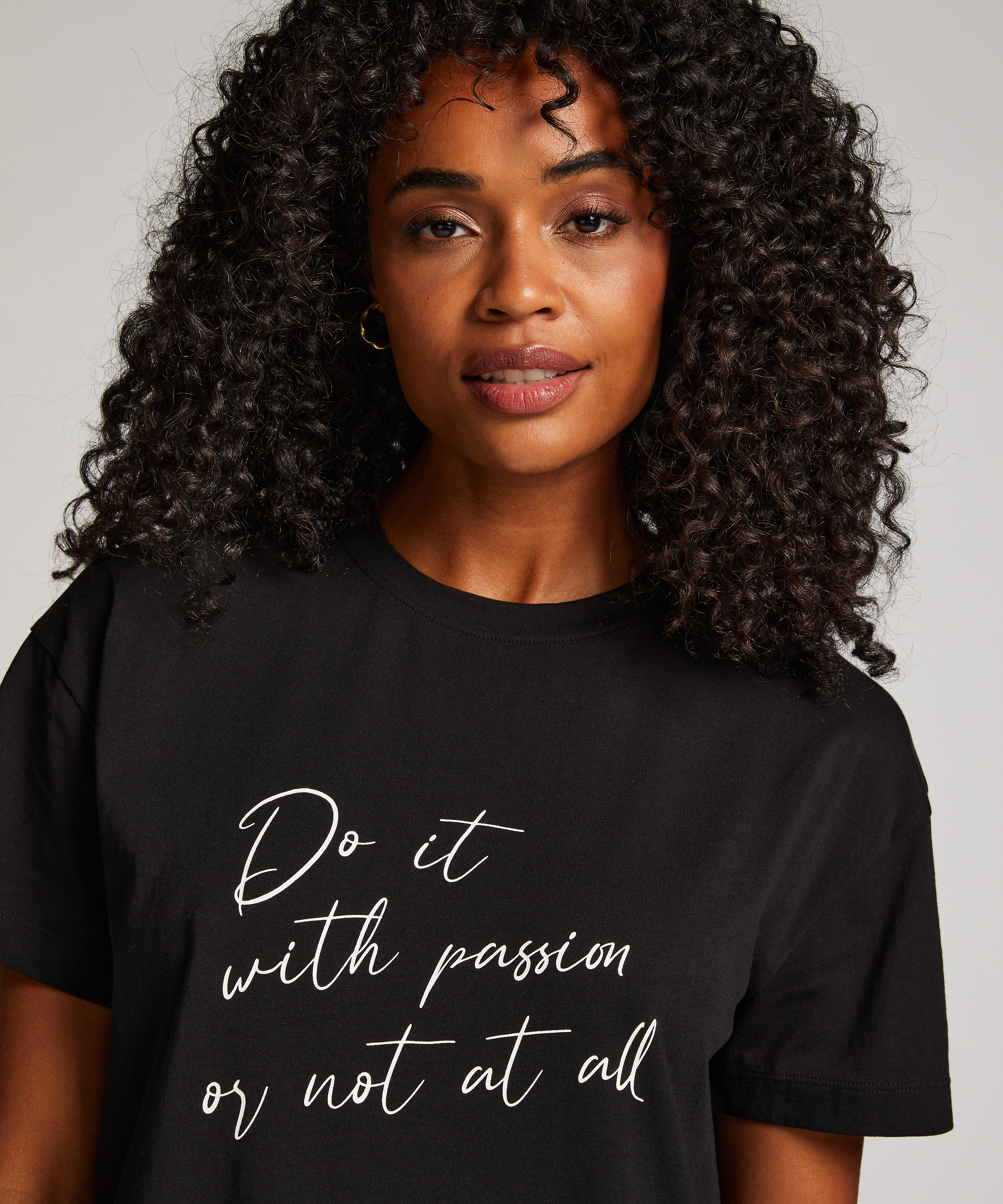 Round Neck Nightshirt, Black, main