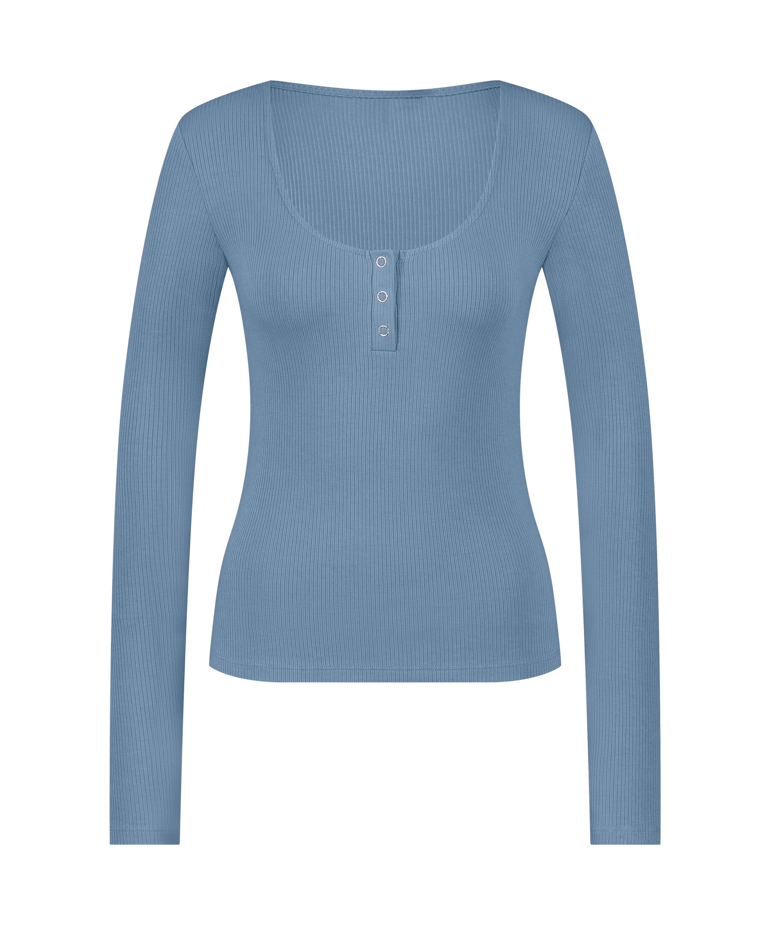 Ribbed Pyjama Top, Blue, main