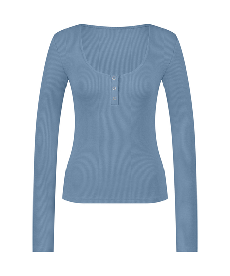 Ribbed Pyjama Top, Blue