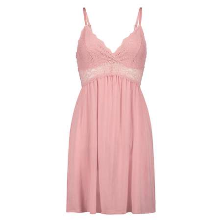 Vera jersey lace slip dress, Pink