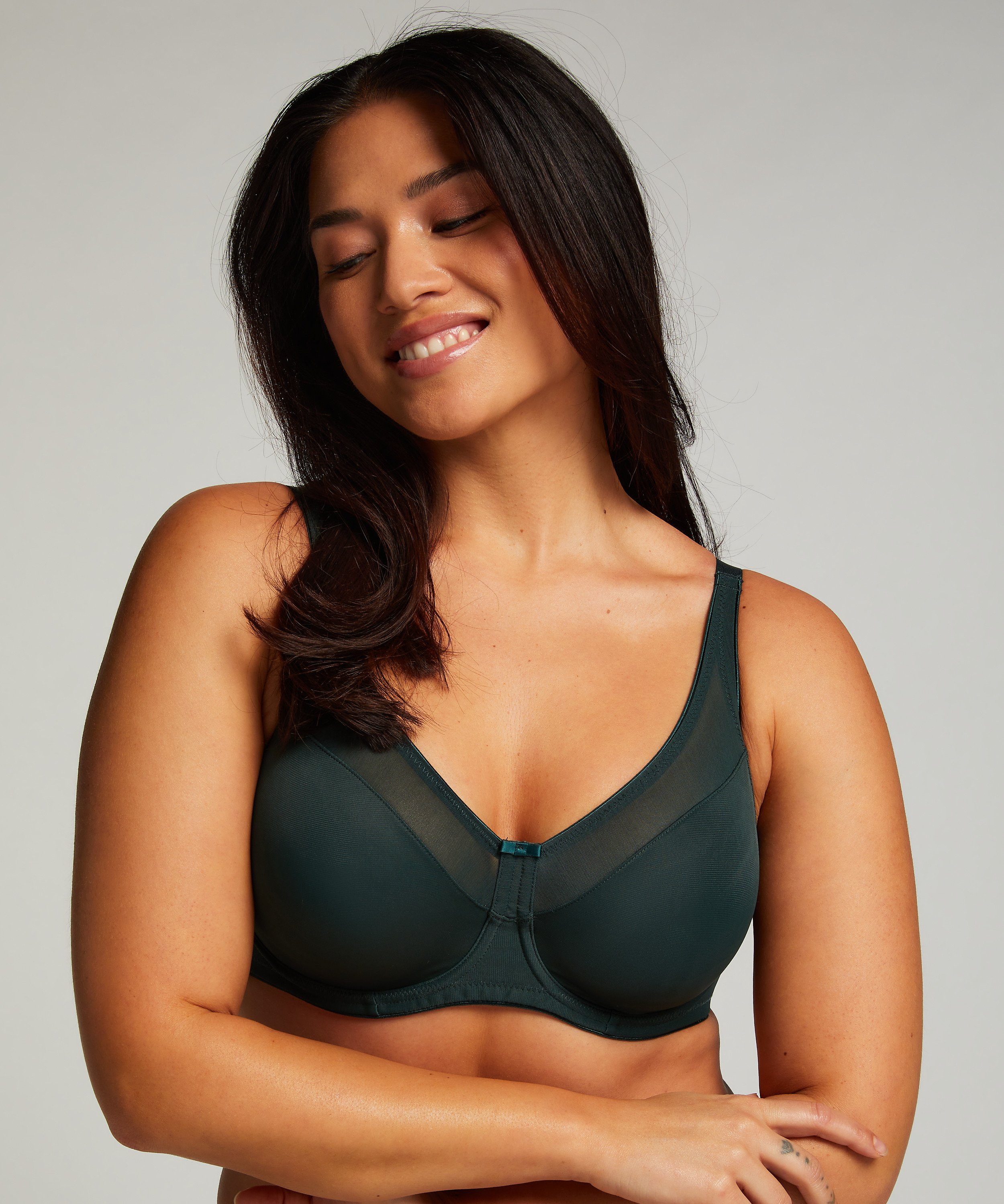 Nina Non-Padded Underwired Minimizer Bra, Green, main