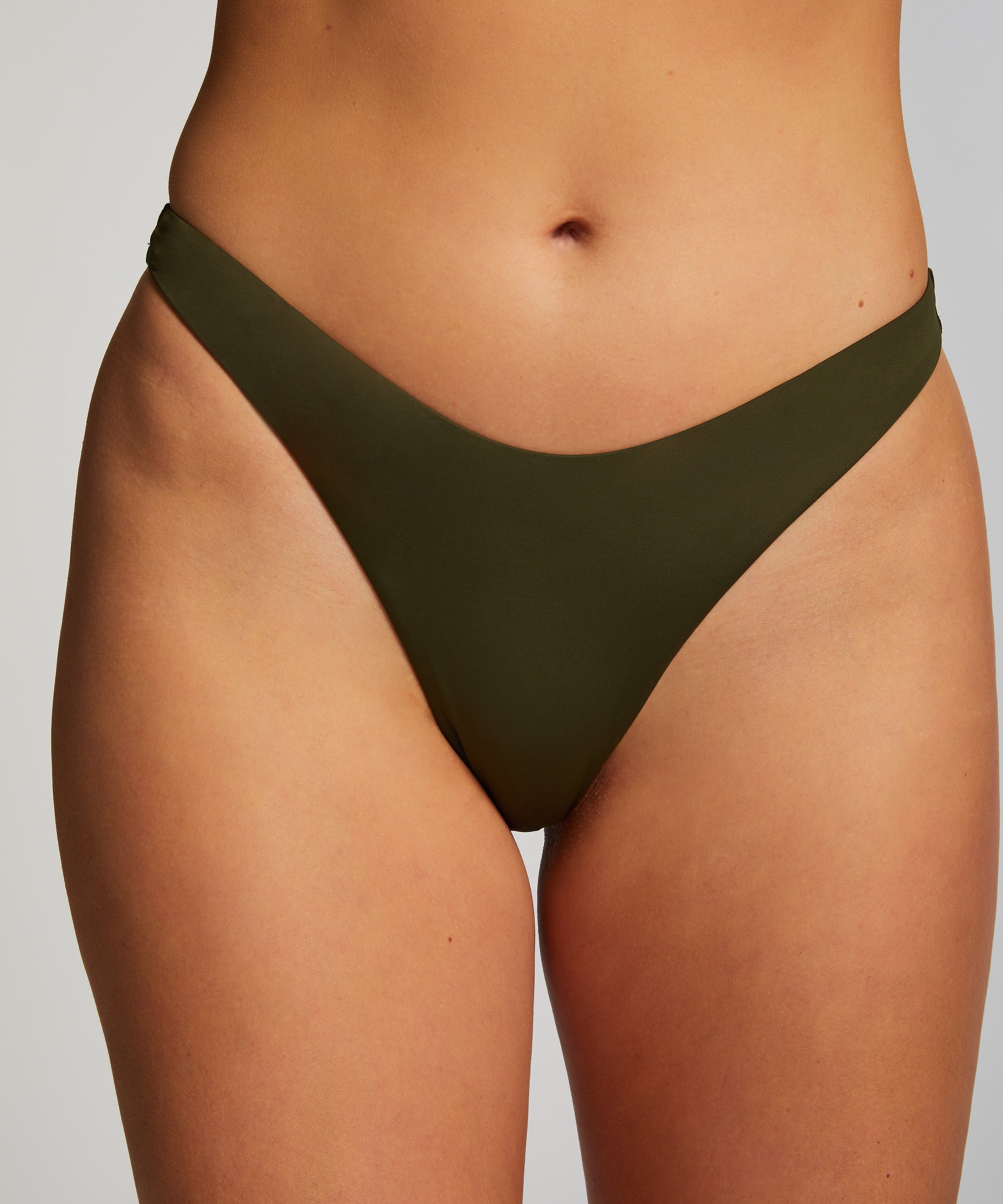 Luxe High-Leg Bikini Bottoms, Green, main