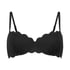 Scallop Padded Underwired Bikini Top, Black