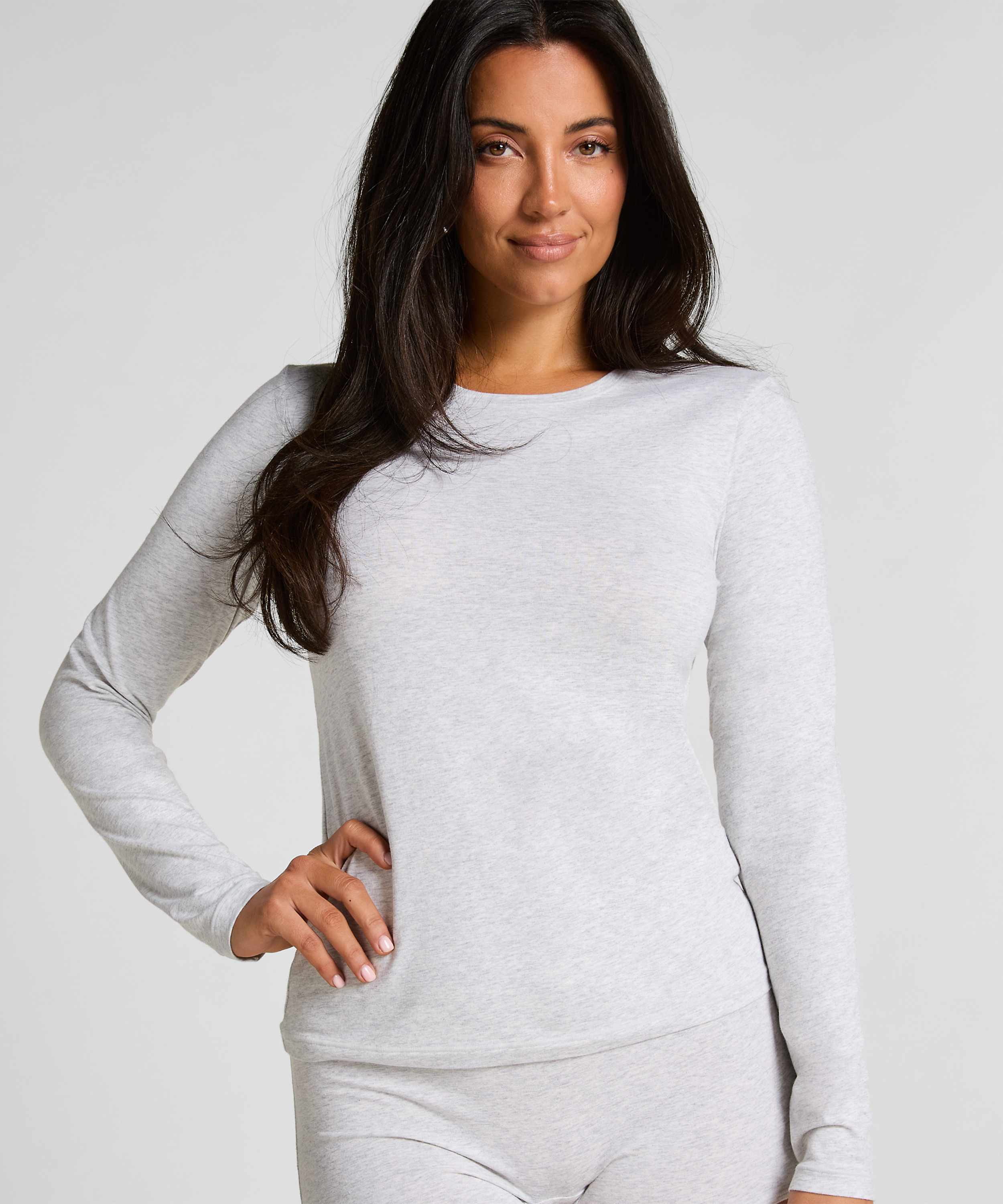 Longsleeved Shirt from Soft Cotton, Gray, main