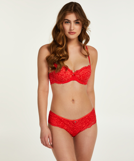 Rose Padded Underwired Bra, Red