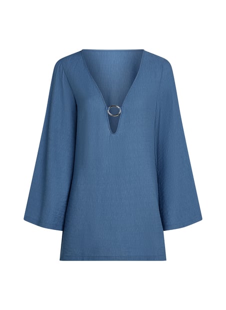 Beach Long-Sleeved Ring Dress, Blue