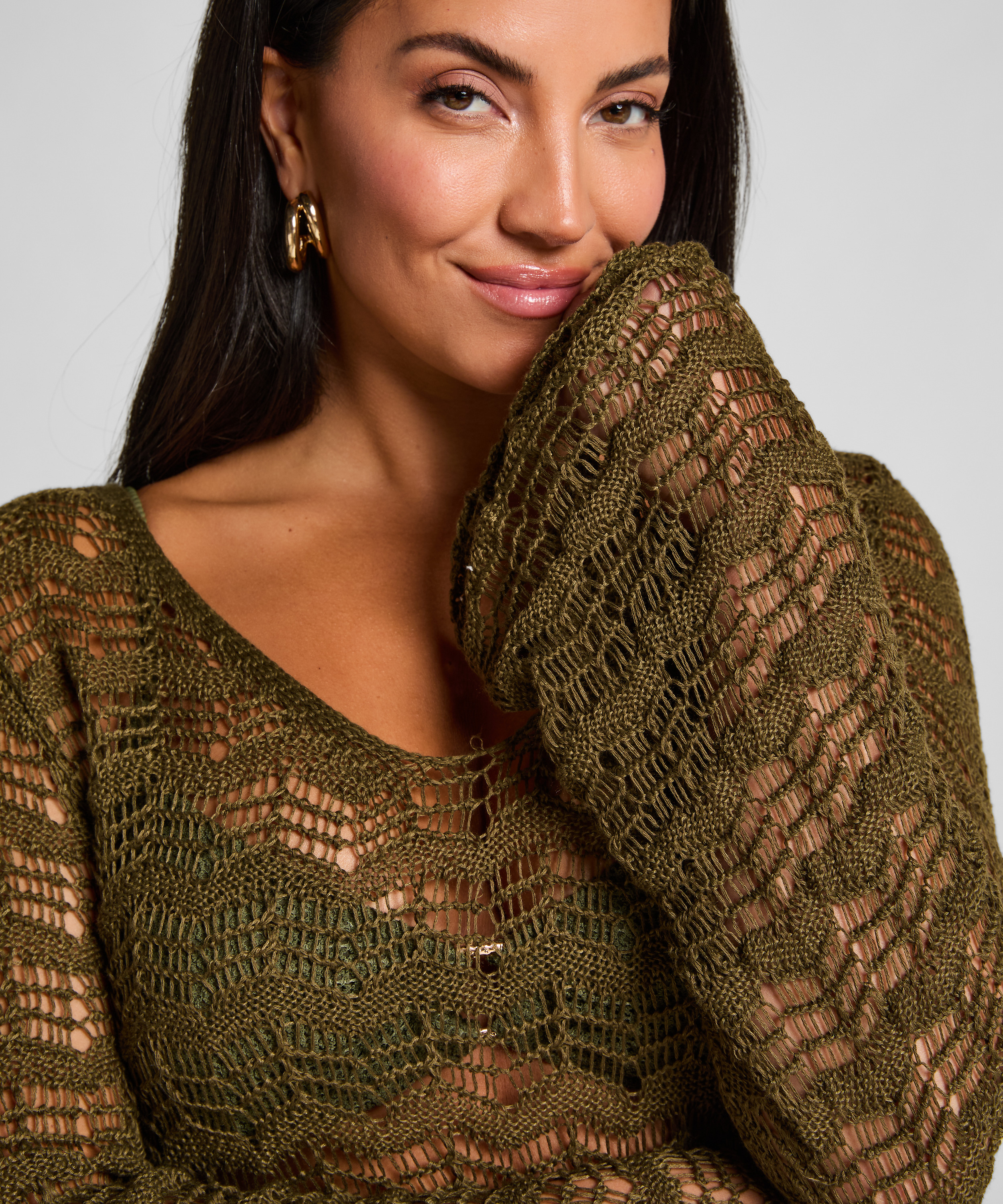 Crochet Maxi Dress, Green, main