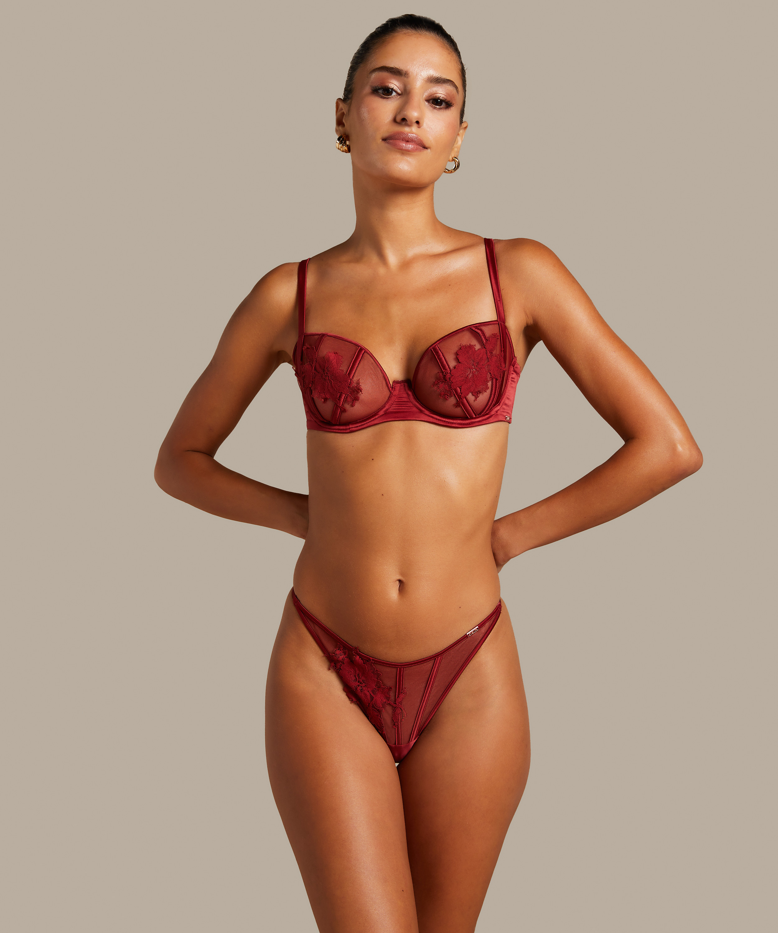 Ember Non-Padded Underwired Bra, Red, main