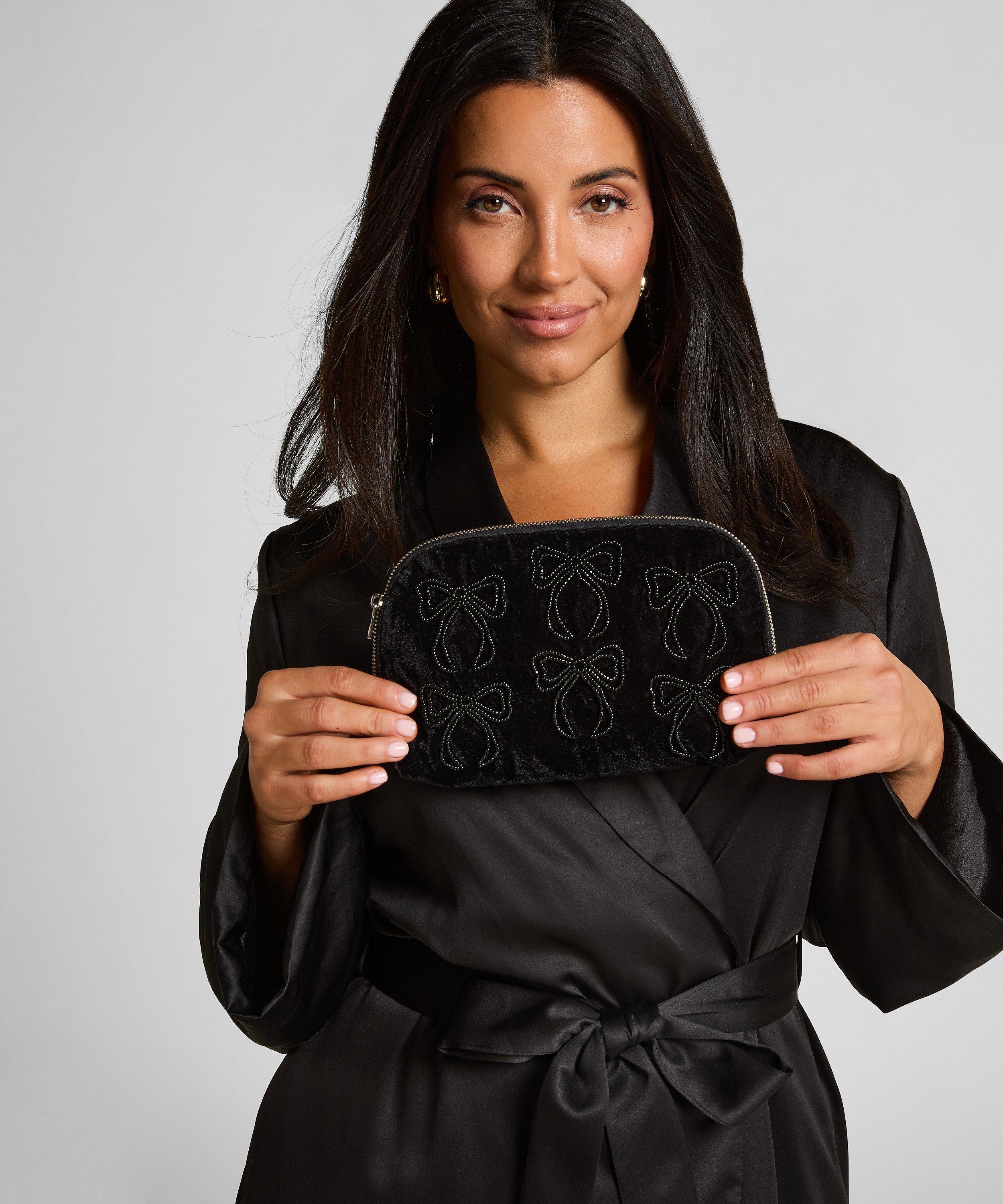 Bow Make-Up Bag, Black, main