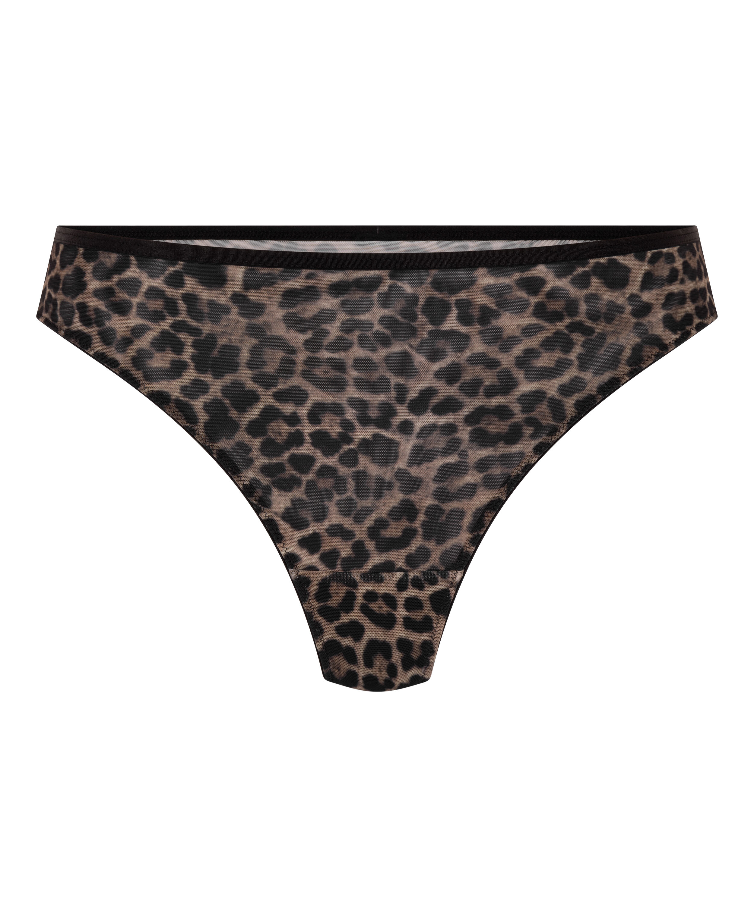Highleg String Tara Leopard, Black