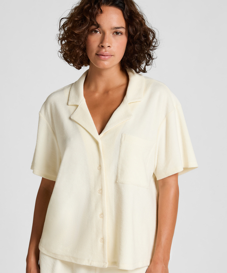 Towel Texture Button-Up Shirt, White