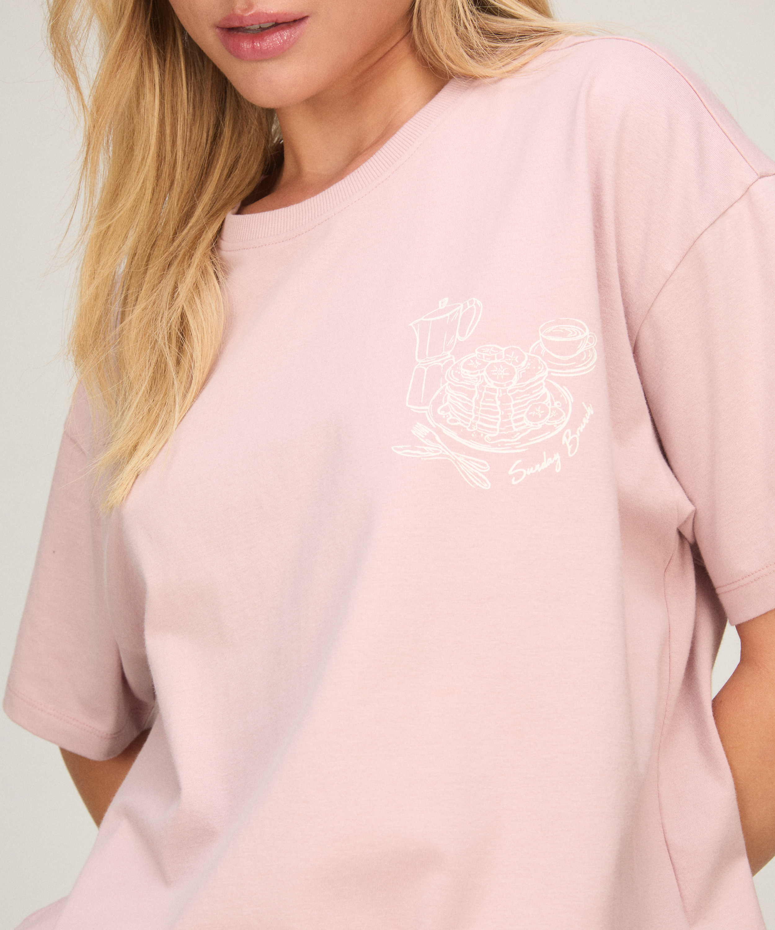 Pyjama Set with Short and T-shirt, Pink, main