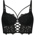 Char Padded Underwired Longline Push-Up Bra, Black