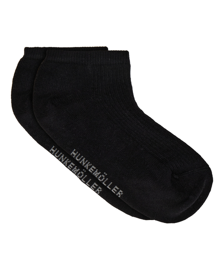 3-Pack Cotton Trainer Liner Socks, Black