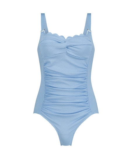 Shaping Scallop Swimsuit, Blue