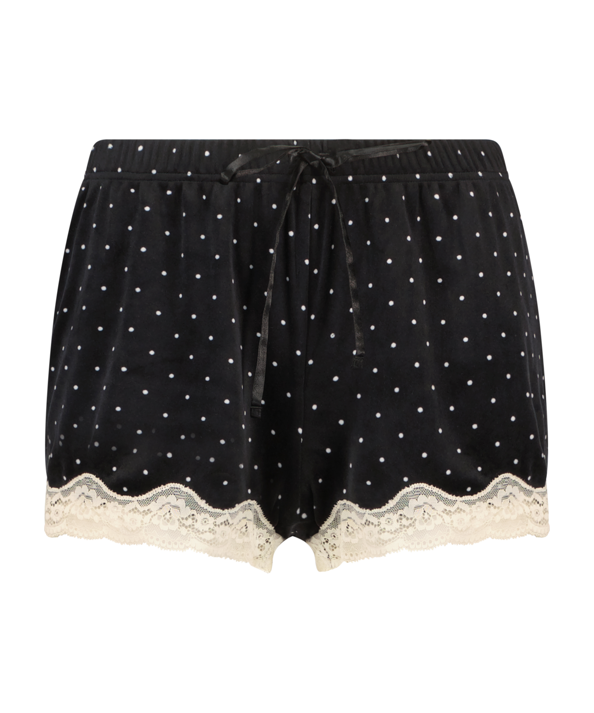 Velvet Lace Shorts, Black, main