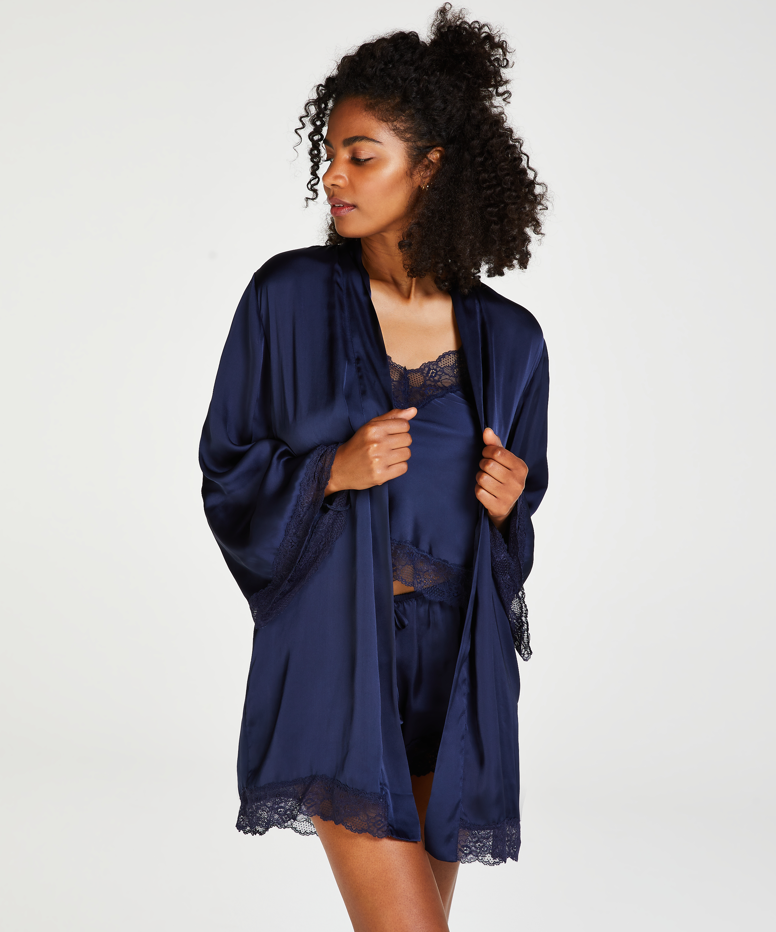 Meili Satin Kimono, Blue, main