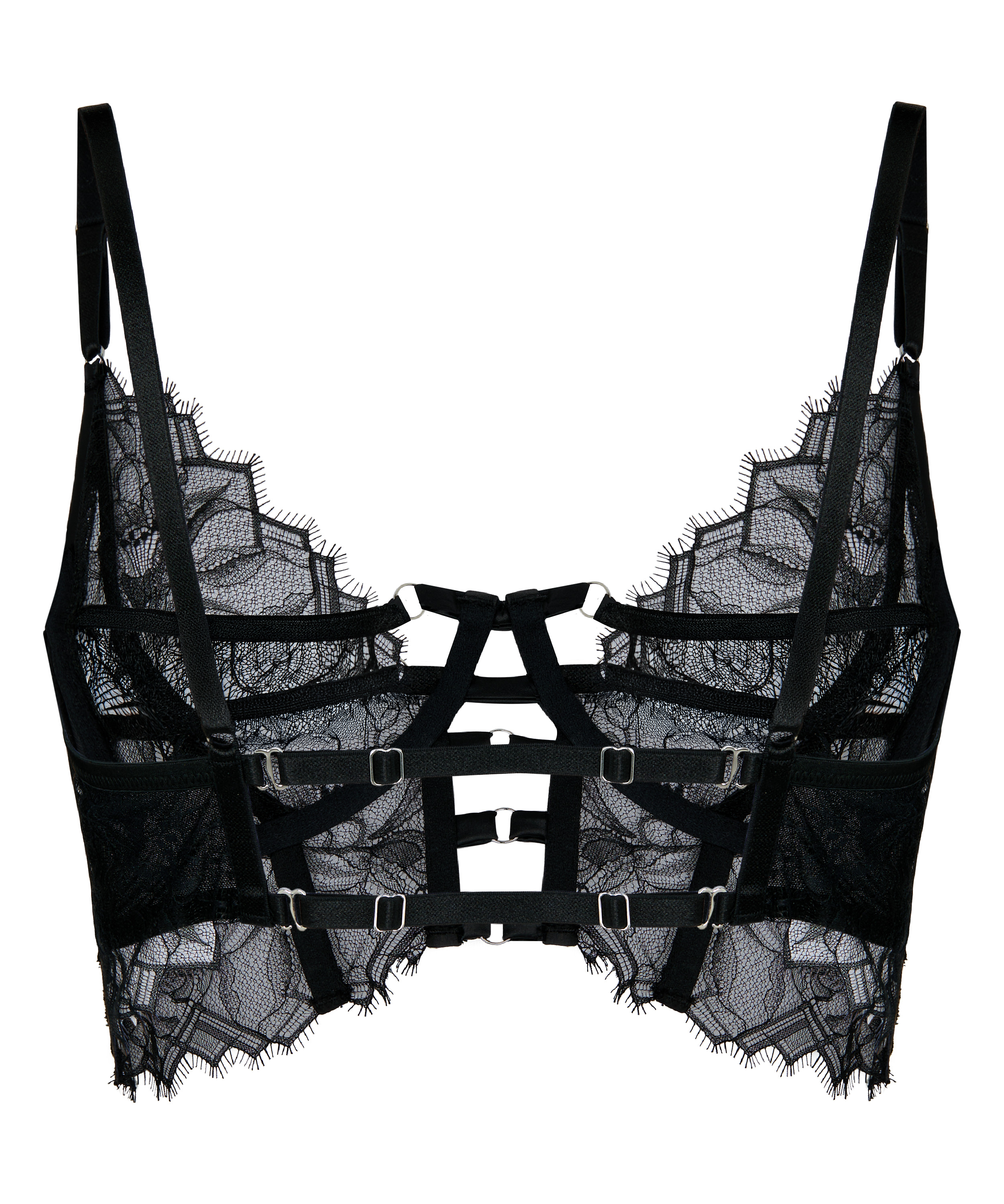 Non-Padded Underwired Longline Bra Bea, Black, main
