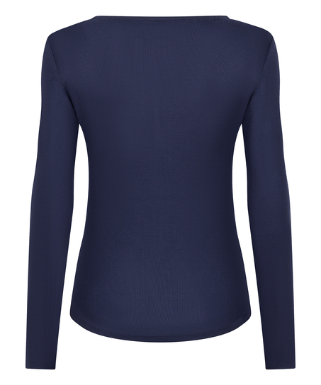 Longsleeved Pyjama Top Henley, Blue