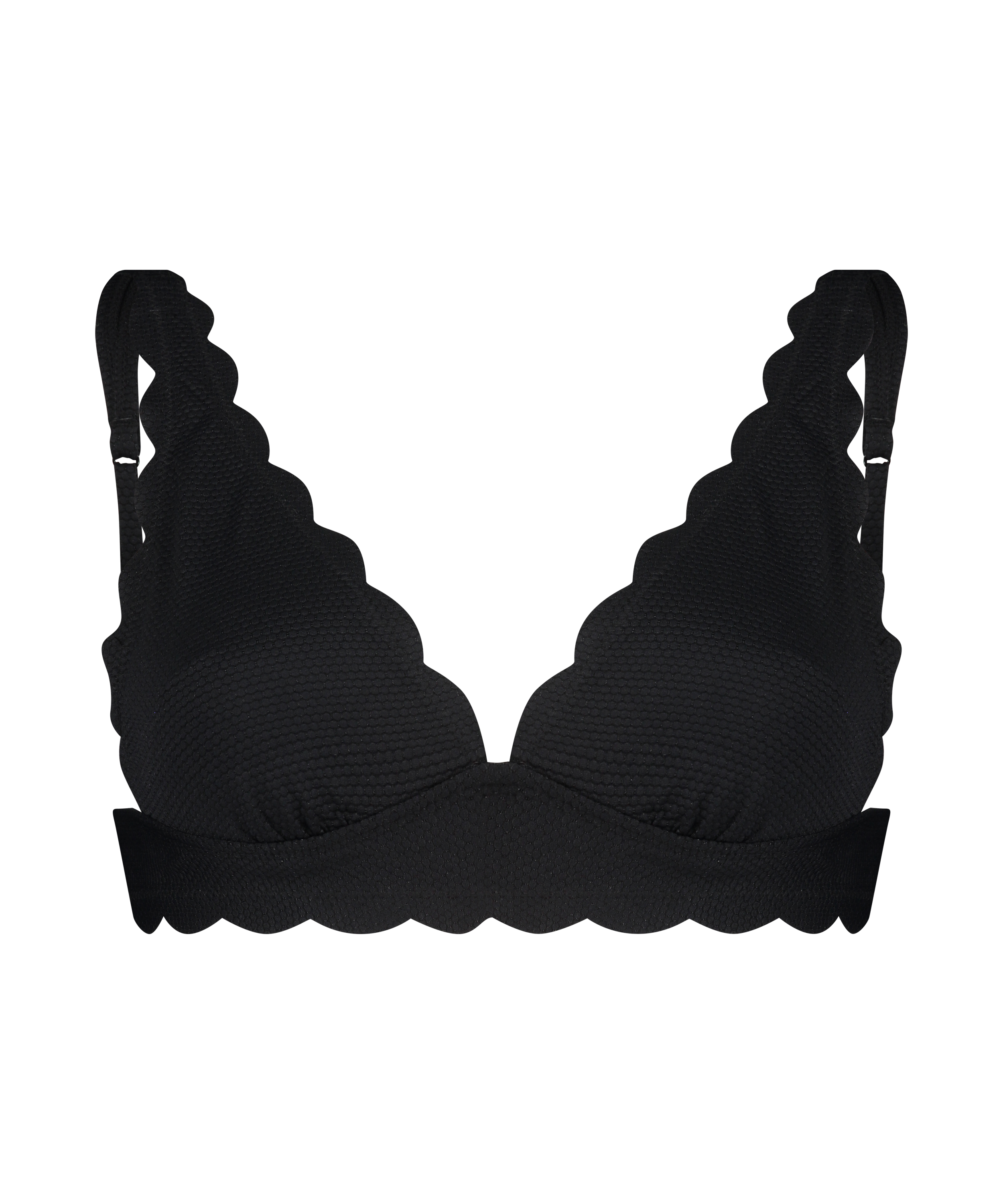 Scallop triangle bikini top, Black, main