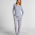 Longsleeved Pyjama Top Henley, Purple