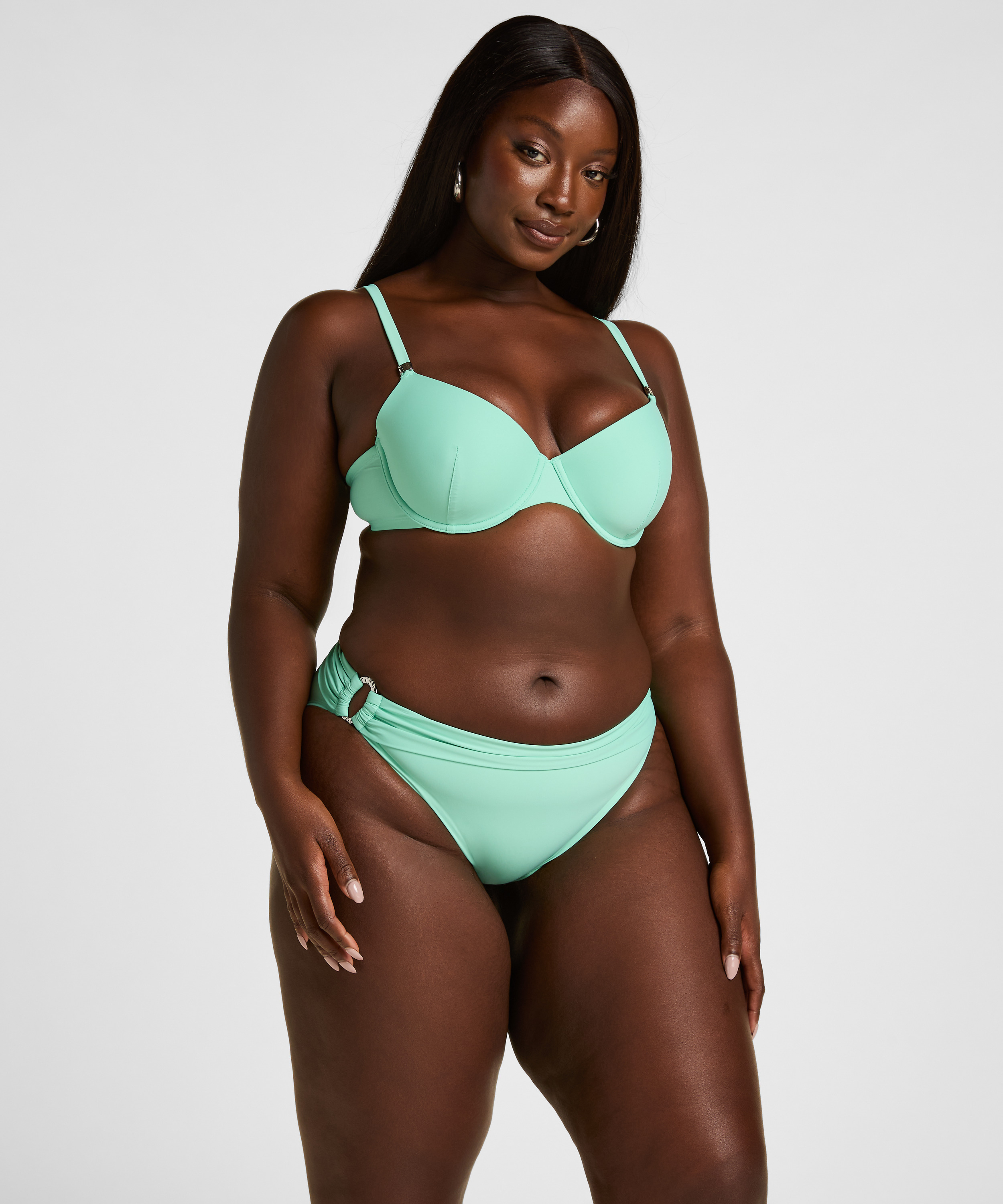 Luxe Padded Underwired Bikini Top, Green, main
