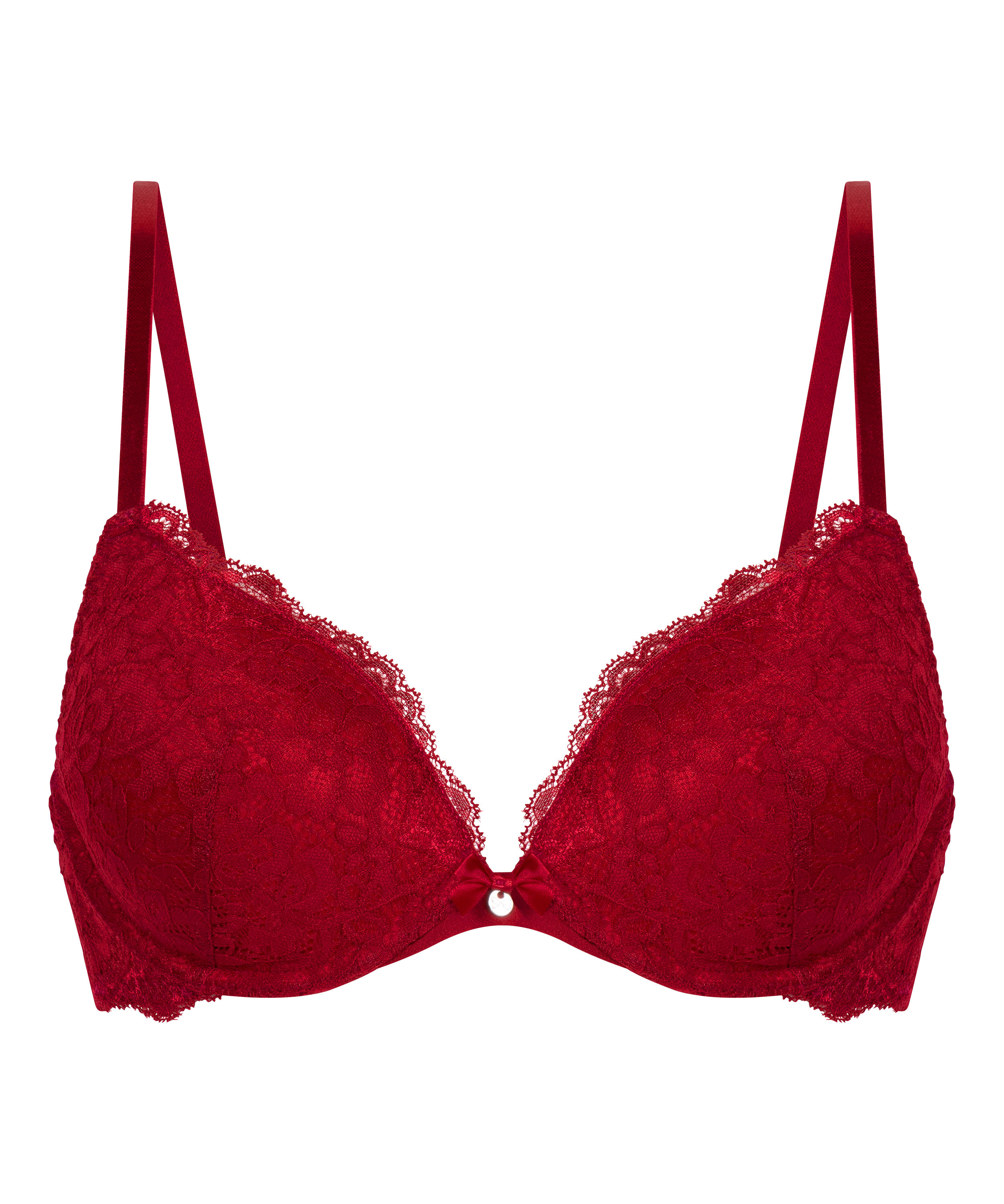 Marine Padded Push-Up Underwired Bra, Red, main