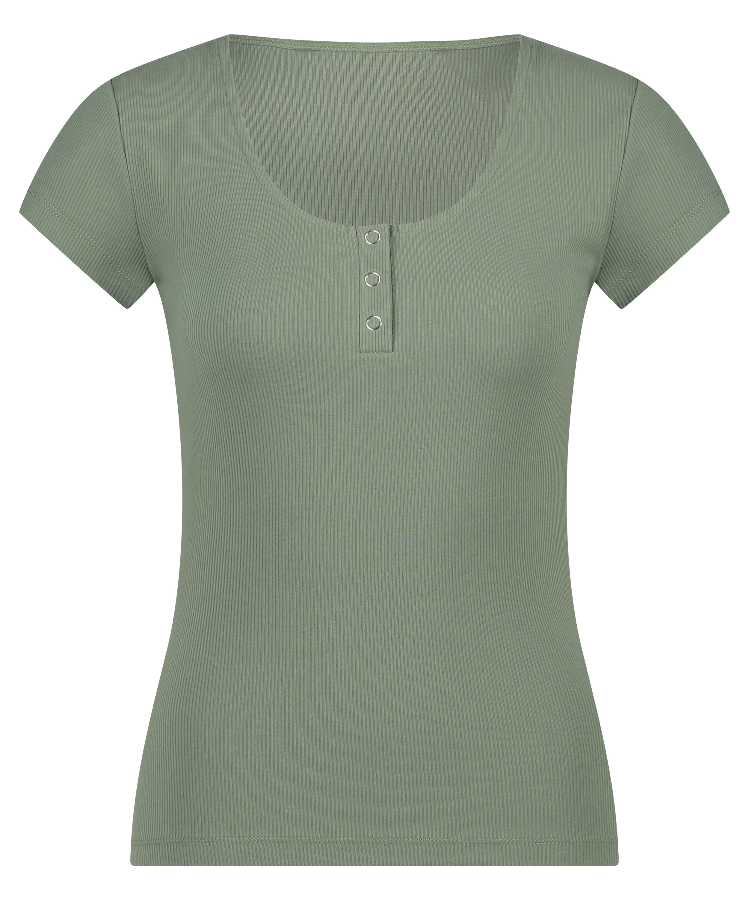 Henley Short Sleeved Pyjama Top, Green, main